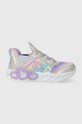 Detské tenisky Skechers INFINITE HEART LIGHTS ETERNAL SHIMMER imitácia kože strieborná 303755N