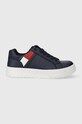 Detské tenisky Tommy Hilfiger imitácia kože modrá T3X9.33356.35.41