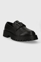 Guess mokasyny skórzane MOCASSIN FMPMOL.LEA14.BLACK czarny SS24