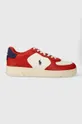 κόκκινο Δερμάτινα αθλητικά παπούτσια Polo Ralph Lauren Masters Crt Ανδρικά