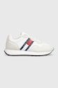 Tommy Jeans sneakers din piele TJM MODERN RUNNER piele întoarsă alb EM0EM01316