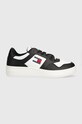 Δερμάτινα αθλητικά παπούτσια Tommy Jeans TJM RETRO BASKET ESS μικρό μαύρο EM0EM01395