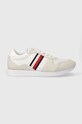 Sneakers boty Tommy Hilfiger RUNNER EVO MIX ESS semišová kůže bílá FM0FM04886