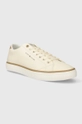 Кожаные кеды Tommy Hilfiger TH HI VULC CORE LOW LEATHER ESS бежевый