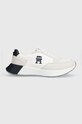 Tenisky Tommy Hilfiger CLASSIC ELEVATED RUNNER LOCKER semišová kůže bílá FM0FM04939