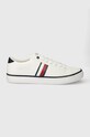 Tommy Hilfiger tenisi TH HI VULC LOW STRIPES MESH Planet friendly alb FM0FM04946