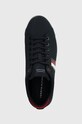 Tommy Hilfiger tenisi TH HI VULC LOW STRIPES MESH bleumarin FM0FM04946