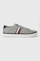 γκρί Πάνινα παπούτσια Tommy Hilfiger TH HI VULC LOW STRIPES MESH Ανδρικά