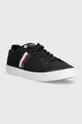 Tenisice Tommy Hilfiger TH HI VULC LOW STRIPES MESH crna