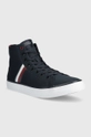 Tommy Hilfiger trampki TH HI VULC STRIPES MESH granatowy