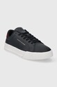 Tommy Hilfiger sneakersy skórzane TH COURT LEATHER FM0FM04971 granatowy SS24