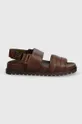 Tommy Hilfiger sandali in pelle ELEVATED TH BUCKLE LTH SANDAL marrone