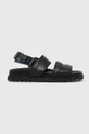 Kožené sandále Tommy Hilfiger ELEVATED TH BUCKLE LTH SANDAL čierna