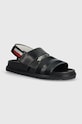 Tommy Hilfiger sandały skórzane ELEVATED STRAPPY SANDAL tekstylny granatowy FM0FM05008