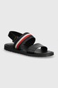 Tommy Hilfiger sandale CORE LTH STRAPPY SANDAL textil negru FM0FM05009