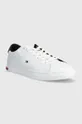 Tommy Hilfiger sneakersy skórzane ESSENTIAL LEATHER DETAIL VULC biały