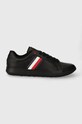 Δερμάτινα αθλητικά παπούτσια Tommy Hilfiger ESSENTIAL LEATHER CUPSOLE μικρό μαύρο FM0FM04921