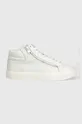 Δερμάτινα αθλητικά παπούτσια Calvin Klein HIGH TOP LACE UP W/ZIP λευκό