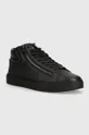 μαύρο Δερμάτινα αθλητικά παπούτσια Calvin Klein HIGH TOP LACE UP W/ZIP Ανδρικά