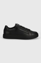 Calvin Klein bőr sportcipő LOW TOP LACE UP W/ZIP fekete