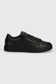 Δερμάτινα αθλητικά παπούτσια Calvin Klein LOW TOP LACE UP W/ZIP μαύρο