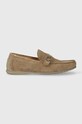Semišové mokasíny Calvin Klein DRIVING SHOE BOLD LOGO HM0HM01448 béžová SS24
