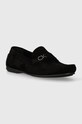 Μοκασίνια σουέτ Calvin Klein DRIVING SHOE BOLD LOGO δέρμα σαμουά μαύρο HM0HM01448