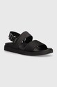 Сандалі Calvin Klein BACK STRAP SANDAL JAQ MONO IP лицьова шкіра чорний HM0HM01421