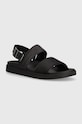 Sandály Calvin Klein BACK STRAP SANDAL JAQ MONO IP přírodní kůže černá HM0HM01421