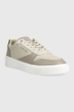 Calvin Klein sneakersy skórzane LOW TOP LACE UP BSKT beżowy