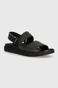 čierna Kožené sandále Calvin Klein BACK STRAP W/ ICONIC PLAQUE Pánsky