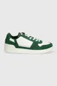 Lacoste sneakersy skórzane T-Clip Contrasted Leather zielony