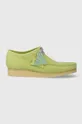 Половинки обувки от велур Clarks Originals Wallabee зелен