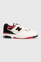 New Balance sneakers din piele 550 piele întoarsă alb BB550STR