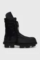 nero Rick Owens scarpe Woven Padded Boots Army Megatooth Ankle Boot Uomo