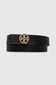 Tory Burch pasek skórzany dwustronny 1" Miller Reversible czarny 138935.001