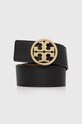 Oboustranný kožený pásek Tory Burch 1.5" Miller Reversible černá 138936.001