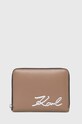 Karl Lagerfeld portfel skóra licowa brązowy 240W3202