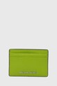 Kožené pouzdro na karty MICHAEL Michael Kors přírodní kůže zelená 34H9SJ6D1L