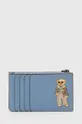 блакитний Шкіряний гаманець Polo Ralph Lauren Жіночий