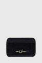 Fred Perry leather card holder Burnished Leather Cardholder plain black L4334.102