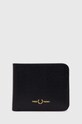 Fred Perry leather wallet Burnished Leathr B'Fold Wallet plain black L5322.102