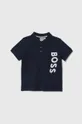 темно-синій Дитяча бавовняна футболка поло BOSS Для хлопчиків