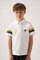 Παιδικά βαμβακερά μπλουζάκια πόλο Mayoral λεπτό μοτίβο λευκό 6114.7E.Junior.PPYH