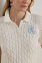 Lauren Ralph Lauren sweter z krótkim rękawem damski bawełniany biały 200932224