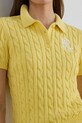 Lauren Ralph Lauren pulover s kratkimi rokavi ženski bombažen rumena 200932224