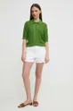 Bombažen pulover United Colors of Benetton zelena