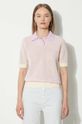 Хлопковое поло Maison Kitsuné Flash Fox Knitted Mesh Polo узор фиолетовой MW00204KT1100