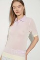 Maison Kitsuné cotton polo shirt Flash Fox Knitted Mesh Polo MW00204KT1100 violet