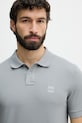 BOSS Orange polo tričko pánske bavlnené s elastanom Passenger sivá 50507803